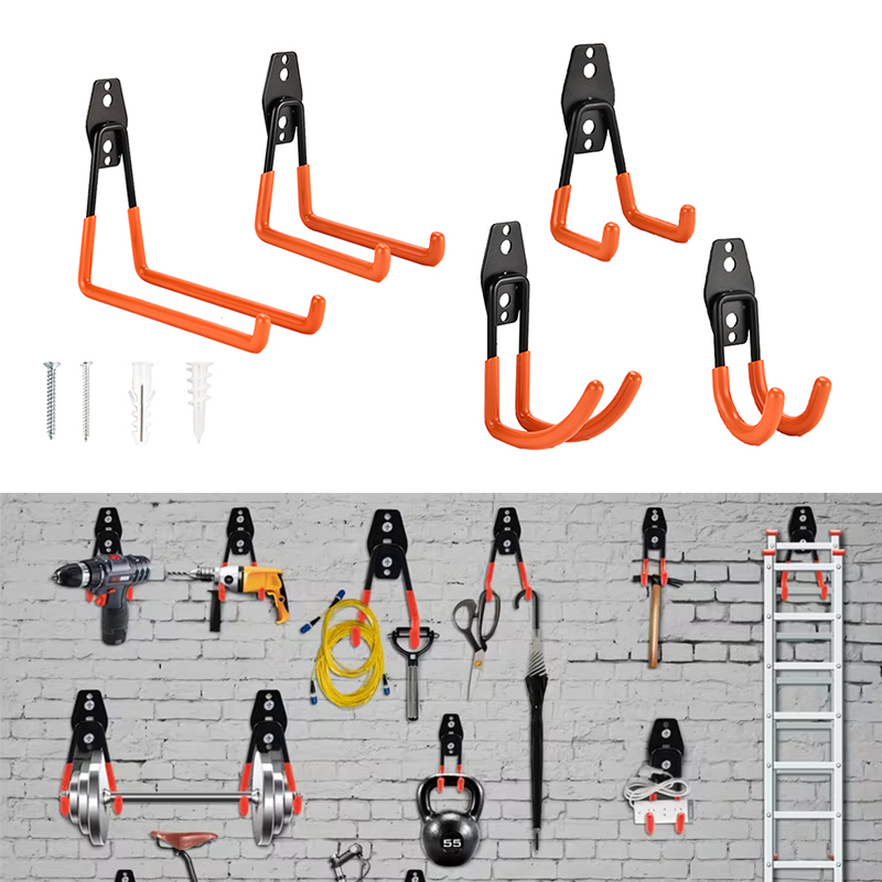 Gardening Tools Holder - ตะขอโลหะสำหรับงานหนัก ตะขอแขวนผนังสำหรับจัดเก็บในโรงรถ ตะขอแขวนจักรยาน ตะขอแขวนผนังกันลื่น ตะขอเก็บของในสวน