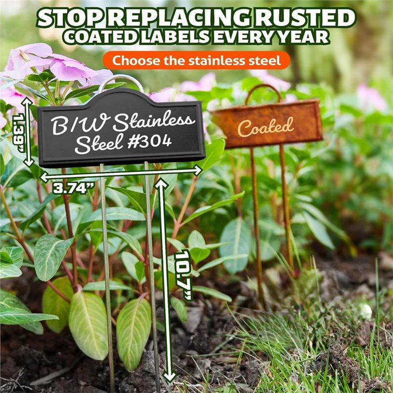 Garden Label Marker - ป้ายโลหะสำหรับติดต้นไม้ RANA ป้ายสแตนเลสสำหรับติดต้นไม้ ป้ายทำเครื่องหมายในสวนแบบสูง 30 ชิ้น