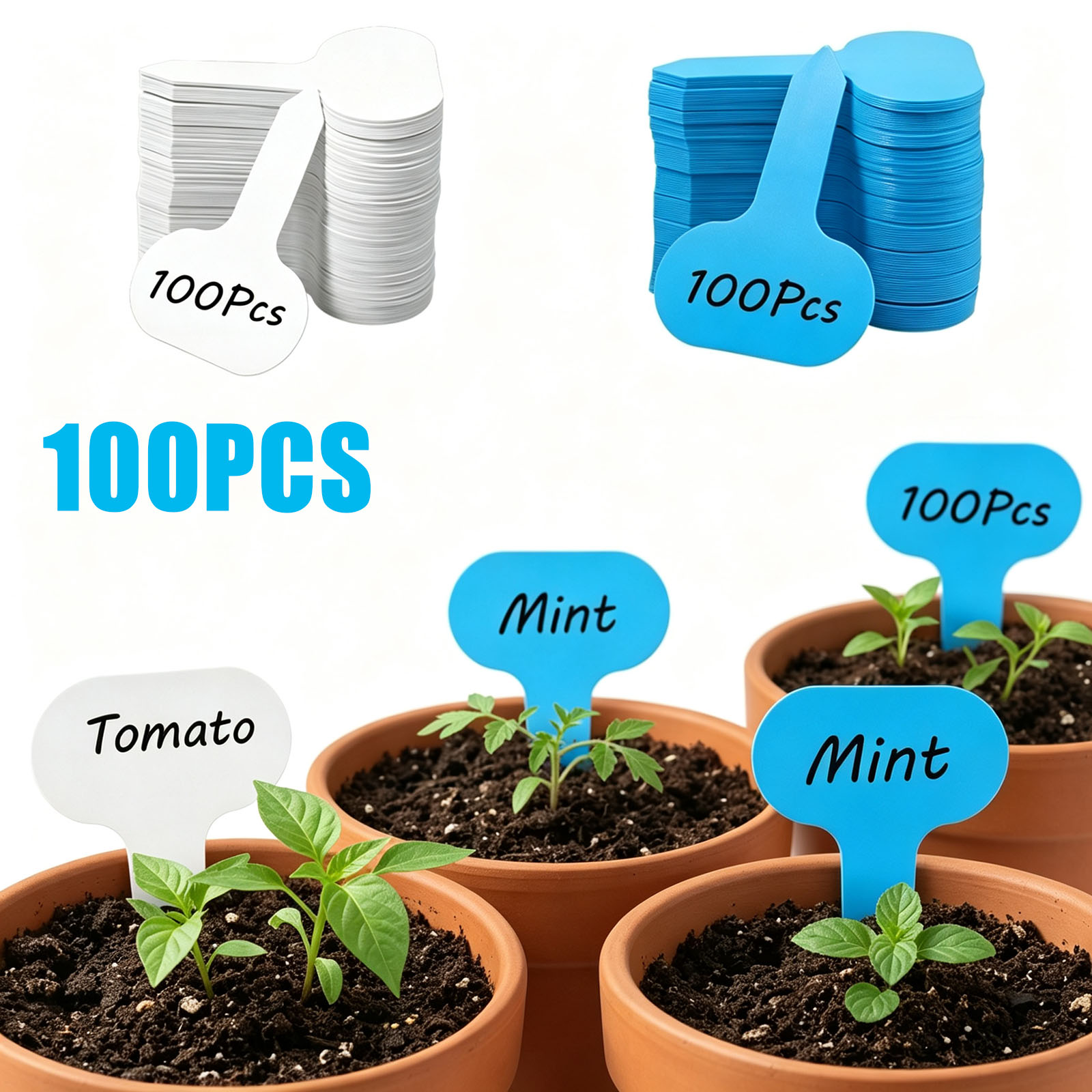 Garden Label Marker - ป้ายติดต้นไม้ 100 ชิ้น ป้ายทำสวน ป้ายระบุพืชผัก กันน้ำ
